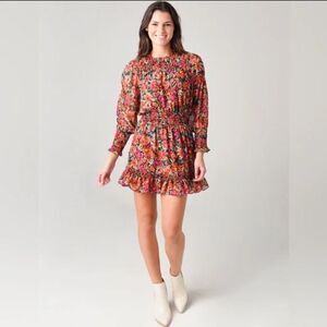 MISA Los Angeles Marin Multicolored Ruffle Hem Mini Dress Size XS